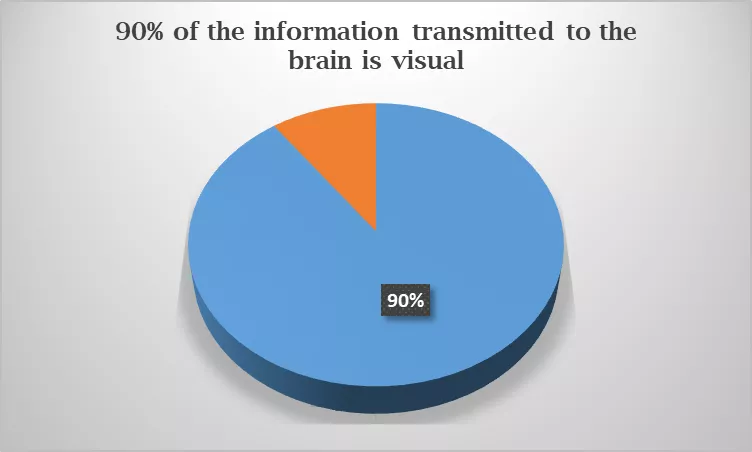 percentage of information transmitted by brain is visual