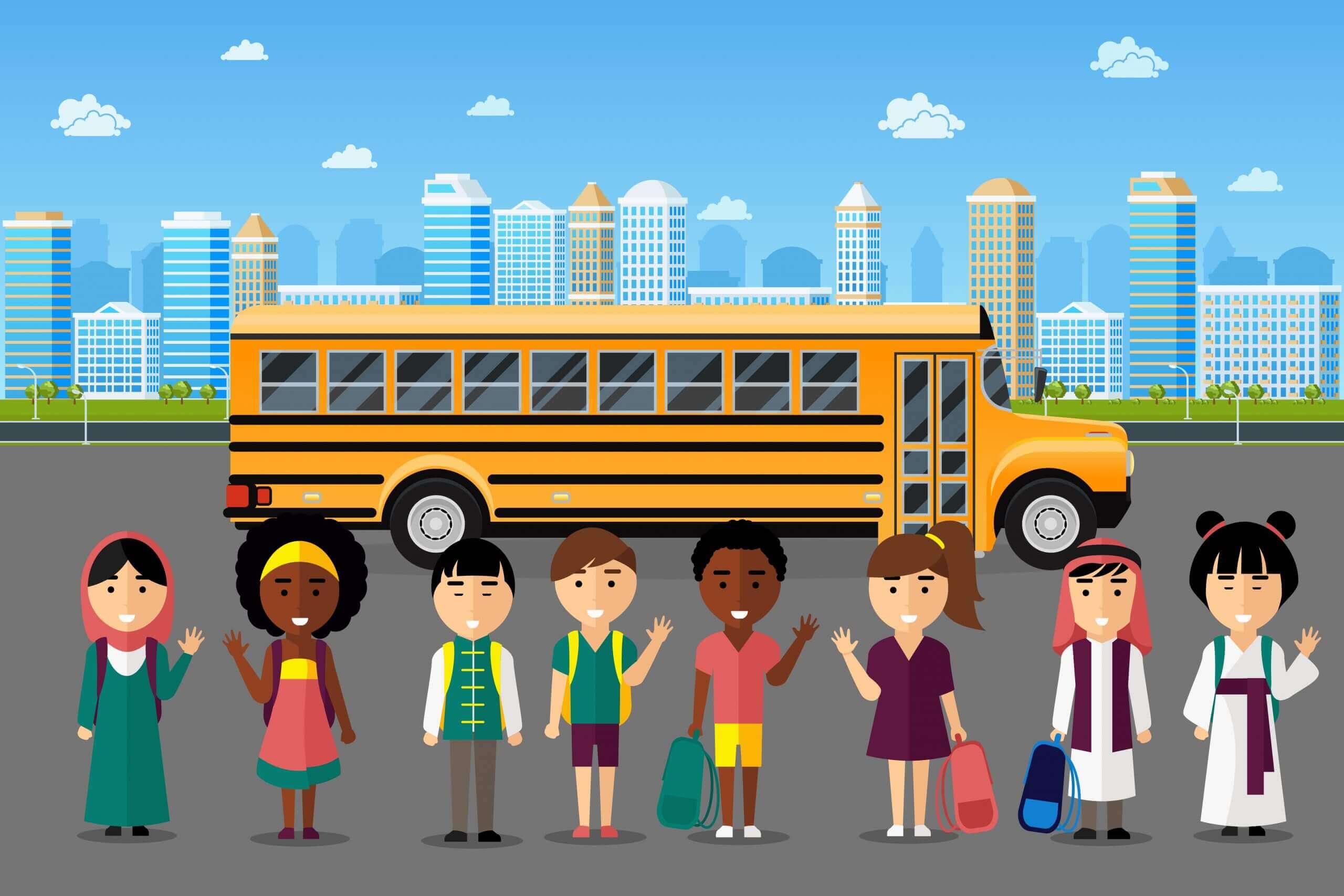 Children from different region and culture taking American curriculum education in India.